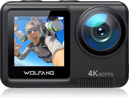 WOLFANG GA420 - Action Camera 4K 60FPS 24MP - Waterdicht tot 40M met EIS - Zwart