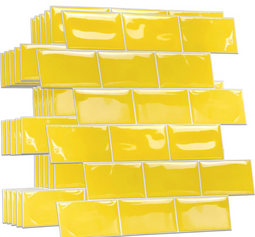 WALPLUS Pure Yellow Glanzende Subway Peel & Stick Backsplash 3D Tegelstickers 20 stuks – 30,5 x 15,4