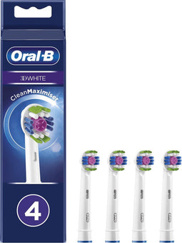 Oral-B 3D White - Met CleanMaximiser-technologie - Opzetborstels - 4 Stuks - Oral-B 3D White - Met CleanMaximiser-technologie - Opzetborstels - 4 Stuks