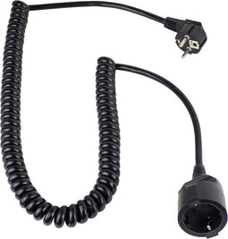 AS Schwabe 70425 Stroom Verlengkabel Zwart 4 m H05VV-F 3G 1,5 mm² Spiraalkabel