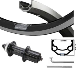 Kgs Achterwiel 28 inch ( 622 ) zwart-rr cassette v-brake / centerlock 8-10 spd qr