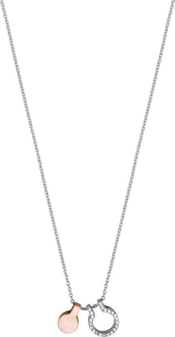 Esprit ESNL00301242 - Collier met ronde hanger - Zilver roségoudverguld - 42cm + 3cm verlengstuk