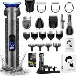 Sansbeauté 8-in-1 Baardtrimmer - Trimmer Baard Lichaam 0.5-15MM - Waterproof - Zilver