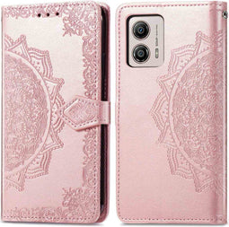 iMoshion Hoesje Geschikt voor Motorola Moto G53 Hoesje Met Pasjeshouder - iMoshion Mandala Bookcase - Rosé Goud