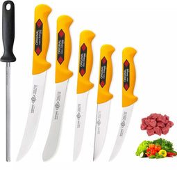 Eikaso Solingen Professionele Messenset Geel – 6-Delig – Inclusief Aanzetstaal – Molybdeenstaal – Gemaakt in Solingen