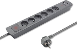 Qoltec Overspanningsbeveiliging | 6 stopcontacten | 2 x USB| 1.8m | Grijs.