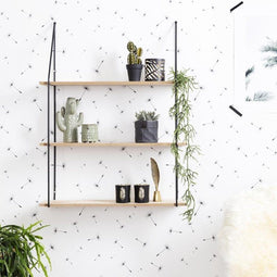 LIFA LIVING Wandrek - Industrieel - 3 planken - Zwart