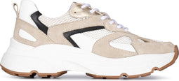 PS Poelman TOKIO - Dames sneakers - Vetersluiting met chunky zool - Beige met combinatie