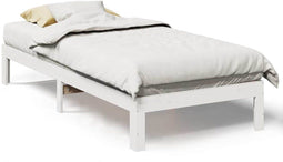 vidaXL - Bedframe - zonder - matras - massief - grenenhout - wit - 90x200 - cm