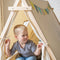 Sunny Sienna Speeltent met vlaggen en vloermat Crème – Wigwam Tipi Tent voor kinderen met Slinger & Opbergtas - Stokken FSC hout - 120x100x105cm