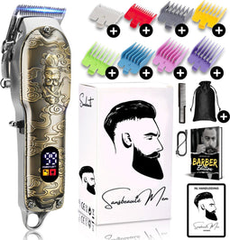 Sansbeauté Gold Platinum - Professionele Draadloze Tondeuse - 8 Opzetkammen - Waterproof - 7000 RPM - Accu 180 min - Kappersset