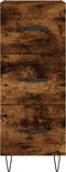 vidaXL - Dressoir - 34,5x34x90 - cm - bewerkt - hout - gerookt - eiken