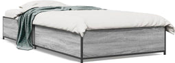 vidaXL - Bedframe - bewerkt - hout - en - metaal - grijs - sonoma - eiken - 90x190 - cm