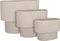 Mica Decorations Quito Bloempotten - 67 x 43 x 51 cm - Mangesium - Creme - Set van 3