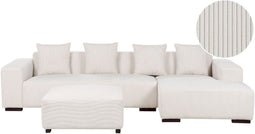 LUNGO - Hoekbank met ottomaan - Wit - Linkerzijde - Corduroy