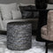 Atmooz - Poef Alice - Tiano Gunmetal - Ronde voetenbank - Jacquard velvet met print - 45cm