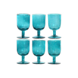 Set van bekers Home ESPRIT Turkoois Kristal 300 ml (6 Stuks)