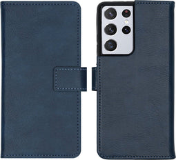 iMoshion Hoesje Geschikt voor Samsung Galaxy S21 Ultra Hoesje Met Pasjeshouder - iMoshion Luxe Bookcase - Donkerblauw