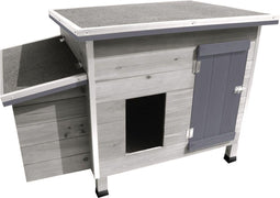 Flamingo Ginger Cottage - Kippenhok - 100 x 79 x 64 cm - Grijs Hout met Legnest en Buitenren