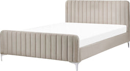 LUNAN - Tweepersoonsbed - Taupe - 140 x 200 cm - Fluweel