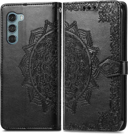 iMoshion Hoesje Geschikt voor Motorola Moto G200 Hoesje Met Pasjeshouder - iMoshion Mandala Bookcase - Zwart