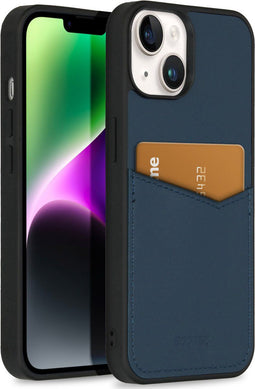 Accezz iPhone 14 - Back Cover - Premium Leather Card Slot - Donkerblauw