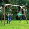 AXI 4-in-1 SportsFun in Bruin/Wit - 4-in-1 Frame voor schommel, voetbal, volleybal en tennis - Schommelframe met net voor diverse sporten - FSC hout