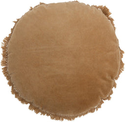 J-Line kussen Rond Velvet - katoen/linnen - beige/oker