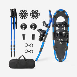 COSTWAY Sneeuwschoenenset - 4-in-1 met klimhulp - Aluminium - Blauw