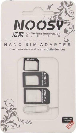 Noosy Nano-SIM adapter kit - Nano-SIM naar Micro-SIM en standaard SIM - 3-pack