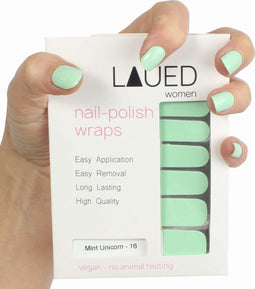 LAUED Nagelstickers - Nail Wraps - 16 Extreem Dunne Nagellak Stickers - Manicure Nail Art Folie - Mint Unicorn