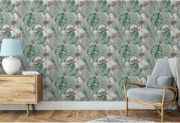 DUTCH WALLCOVERINGS Behang Eden grijs en lichtgroen