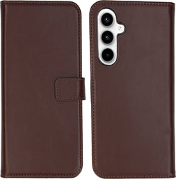 Selencia Samsung Galaxy A55 - Echt Lederen Bookcase - 3 Pashouders - Donkerbruin