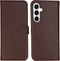 Selencia Samsung Galaxy A55 - Echt Lederen Bookcase - 3 Pashouders - Donkerbruin