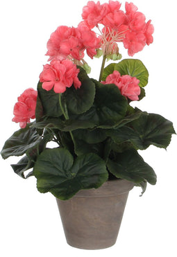 Mica Decorations Geranium Kunstplant in Bloempot Stan - H34 x Ø20 cm - Zalmroze