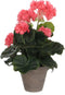 Mica Decorations Geranium Kunstplant in Bloempot Stan - H34 x Ø20 cm - Zalmroze