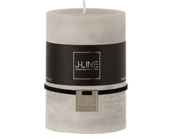 J-Line cilinderkaars - lichtgrijs - medium - 48U - 6 stuks