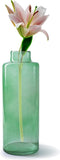 Jodeco Bloemenvaas Willem - transparant groen glas - 11,5 x 32 cm - fles vorm vaas