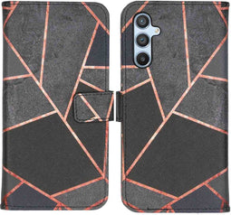 iMoshion Hoesje Geschikt voor Samsung Galaxy A34 (5G) Hoesje Met Pasjeshouder - iMoshion Design Softcase Bookcase - Zwart / Black Graphic