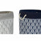 Mand DKD Home Decor 8424001856428 Laken Grijs Polyester Wit Marineblauw Boho Blad van een plant (...