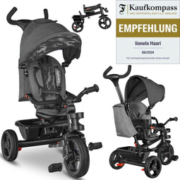 Lionelo Haari - Driewieler 2in1 - Draaibare Zitting - Rubberen Wielen - Groeit Mee - Grijs