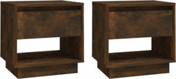 vidaXL - Nachtkastjes - 2 - st - 45x34x44 - cm - bewerkt - hout - gerookt - eikenkleurig