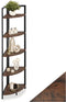 Tectake Hoekkast Castlebar - Staande kast - 5 niveaus - 30 x 30 x 150 cm - Zwart stalen frame (Donkerbruin)
