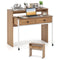 Coast Uitschuifbaar Bureau met 2 Lades en Wielen - 100 x 63 x 88 cm - Natuurlijke Houtkleur