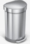 Simplehuman Semi Round Prullenbak - 45 l - RVS - Zilver