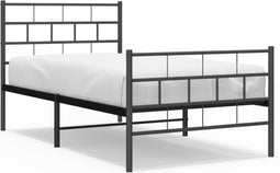 vidaXL - Bedframe - met - hoofd- - en - voeteneinde - metaal - zwart - 90x190 - cm