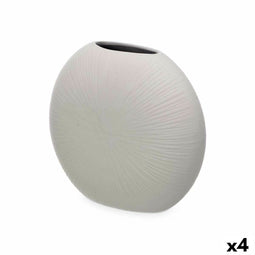 Vaas Grijs Keramisch 29 x 26 x 11 cm (4 Stuks) Rond