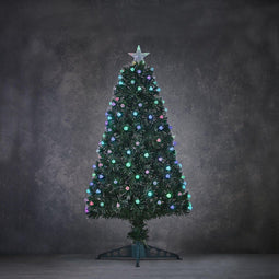 Luca Lighting Genova - Fibre optic kerstboom - 95 LED multicolour quick-flash - Groen H90 x Ø40 cm