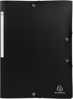 Exacompta elastomap A4, uit PP, 3 kleppen en elastiek zwart