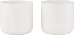 J-Line bloempot Gen - keramiek - wit - medium - 2 stuks - Ø 15 cm